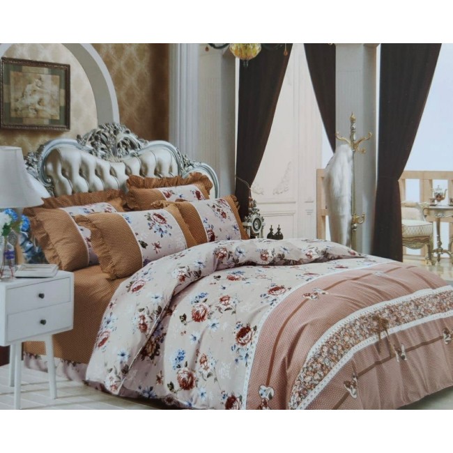 Sale Active Breathable Floral Glace Cotton Bedsheet for Double Bed with 2 Pillow Cover Set 
